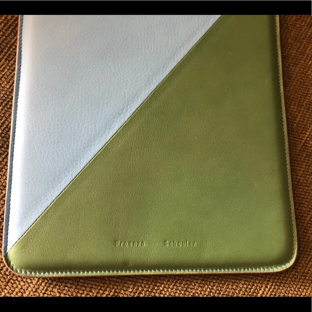 Auth Proenza Schouler Blue Green Leather Case EUC